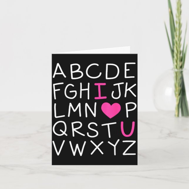 Cartão Valentines Day Abc I Love You Alphabet Teacher Gir (Frente)