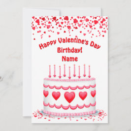 Cartão Valentine's Day Birthday Cake Custom Candles Flat