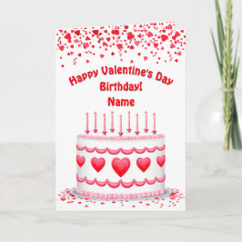 Cartão Valentine's Day Birthday Cake Customizable Candles