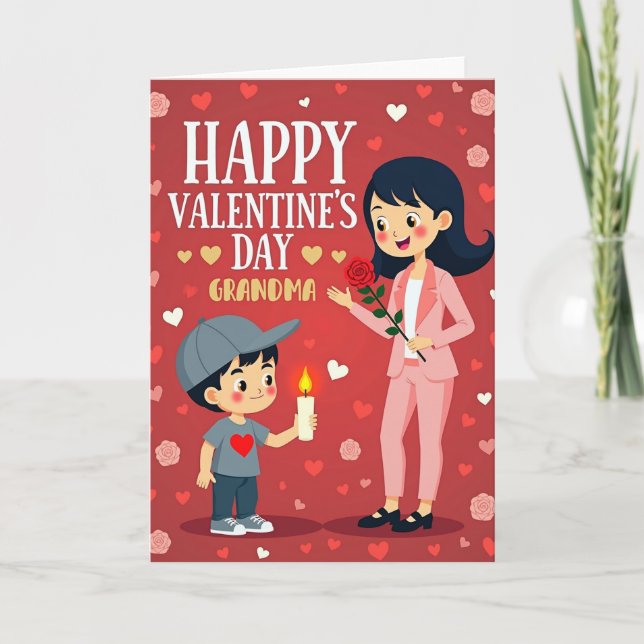 Cartão Valentines Day For Grandma Card (Frente)