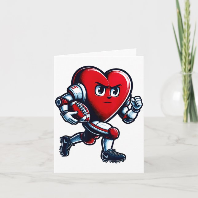 Cartão Valentines Day Heart Football Player Team Srts  (Frente)