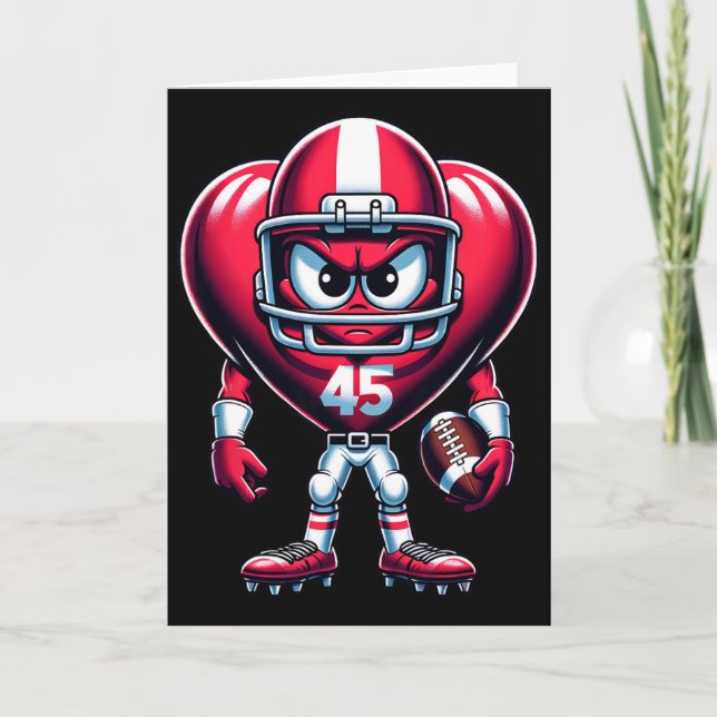 Cartão Valentine's Day Heart Football Team Player Sports  (Frente)