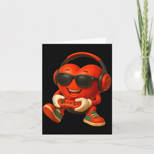 Cartão Valentines Day Heart Gamer Video Gaming Boys Men K (Frente)