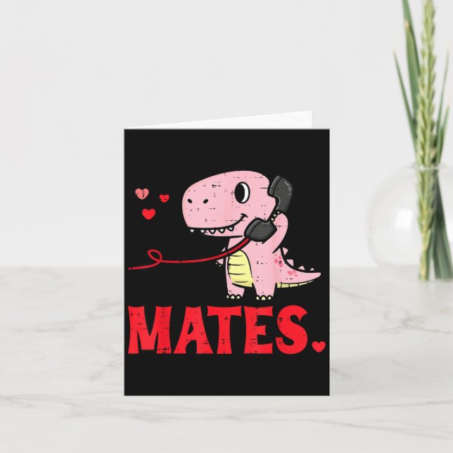 Cartão Valentines Day Matching Soulmates Mates Dino Coupl (Frente)