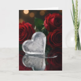 Cartão Valentine's Day Melting Ice Heat With Red Roses