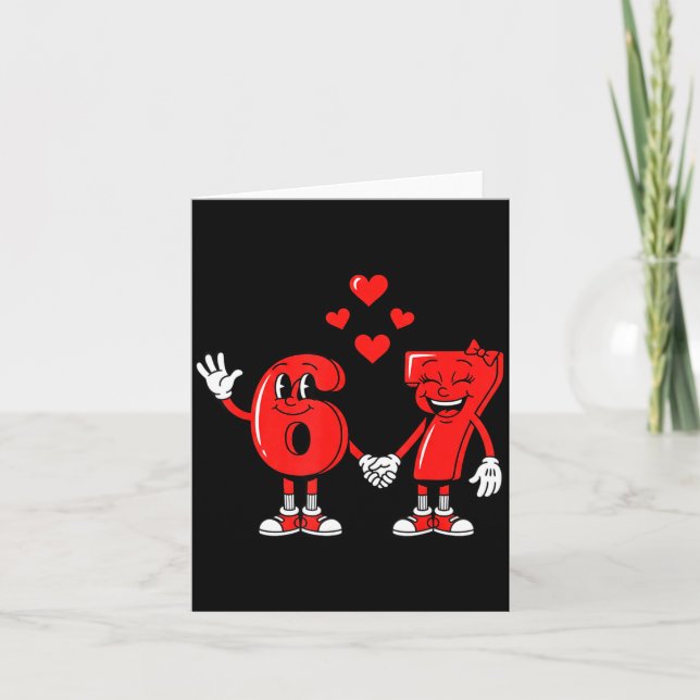 Cartão Valentine's Day Six Seven Hearts 6 7 Meme Gen Alph (Frente)