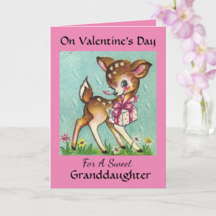 Cartão Valentine's Day Sweet Granddaughter Vintage Deer