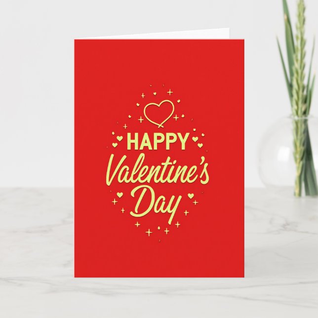 Cartão Valentines Hearts Gold Glitter Card (Frente)