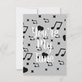 Cartão Valentines Modernos Notas Musicais Corações Música