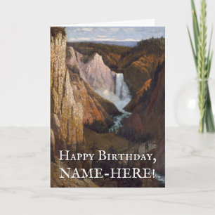 Cartão Valley and Waterfall Vintage Look Birthday Card