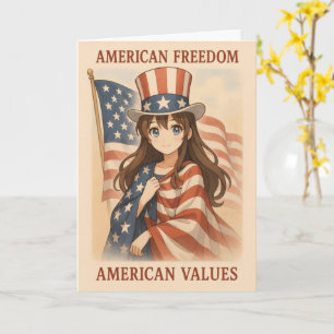 Cartão Valores Americanos Garota de Anime