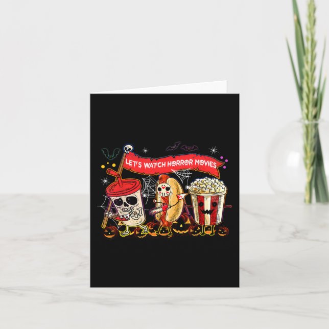 Cartão Vamos assistir filmes de terror no dia das bruxas  (Frente)
