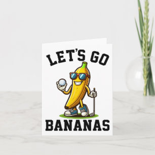 Cartão Vamos Bananas Vintage Banana Jogando Golfe