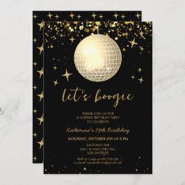 Cartão Vamos Boogie Retro Disco Ball Glitters Aniversário