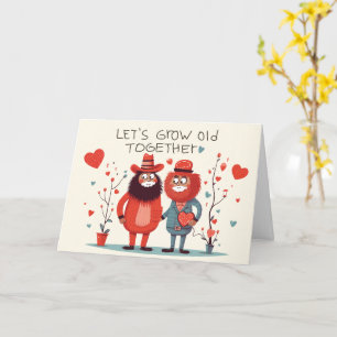 Cartão Vamos Cute Bearded Com Casal Crescido Com Válvula 