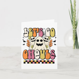 Cartão Vamos Go Ghouls Retro Fantasma Floral Groovy Hallo