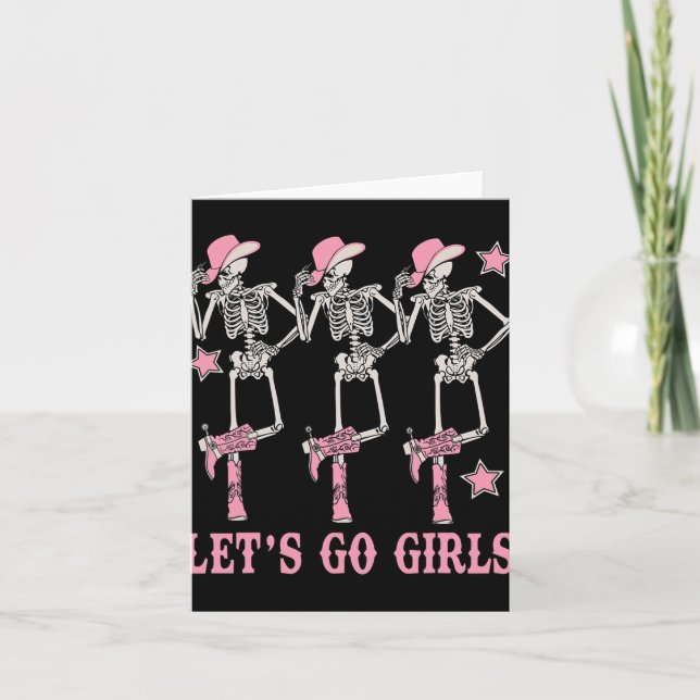 Cartão Vamos Go Girls Western Skeleton CowGirl Bachelore (Frente)