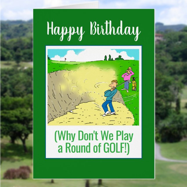 Cartão Vamos Jogue Golfe. Feliz Aniversário Feliz Golfer (Criador carregado)