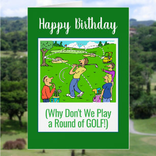 Cartão Vamos Jogue Golfe. Feliz Aniversário Golfer