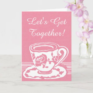 Cartão Vamos Junta-Se! Rosa Teacup Greeting Card