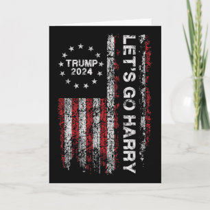 Cartão Vamos Lá Harry Divertido Trump 2024 Bandeira dos E