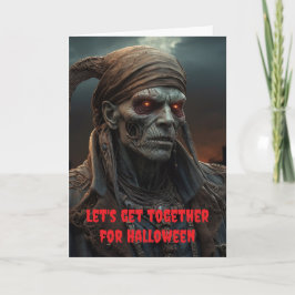 Cartão Vamos nos reunir no Halloween.
