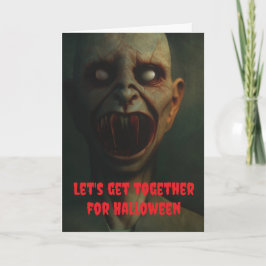 Cartão Vamos nos reunir no Halloween.