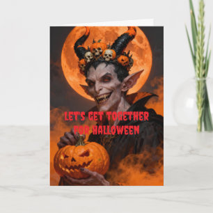 Cartão Vamos nos reunir no Halloween.