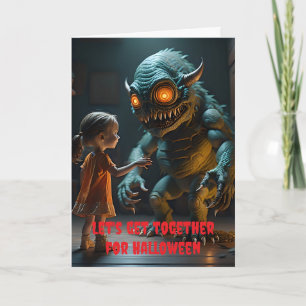 Cartão Vamos nos reunir no Halloween.