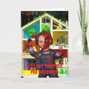 Cartão Vamos nos reunir no Halloween.