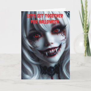 Cartão Vamos nos reunir para o Halloween.