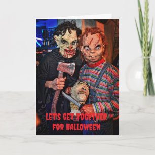Cartão Vamos nos reunir para o Halloween.
