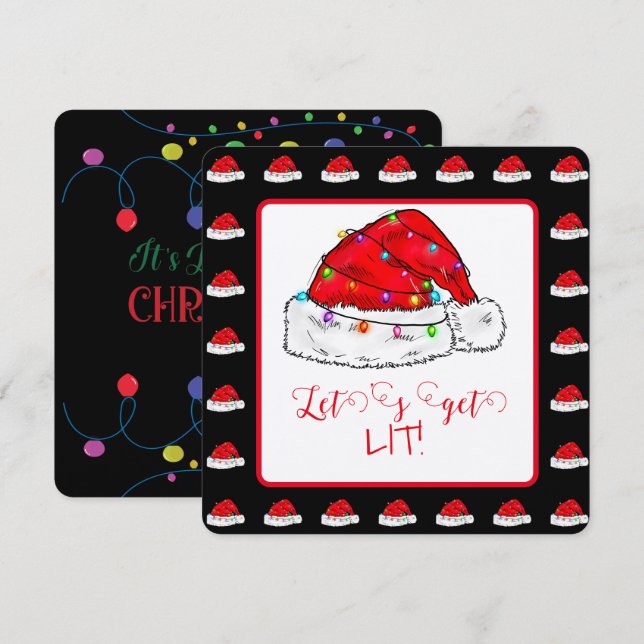 Cartão Vamos Pega Cordas de Luz do Papai Noel (Frente/Verso)