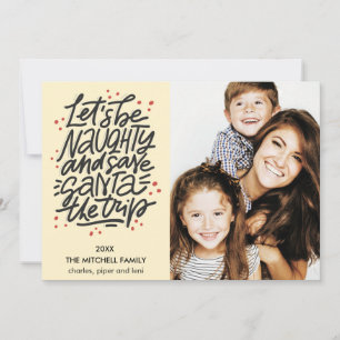 Cartão Vamos seja imprudente salvar Papais noeis na viage