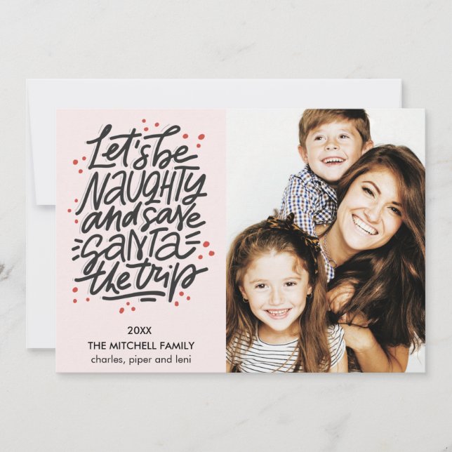 Cartão Vamos seja imprudente salvar Papais noeis na viage (Frente)