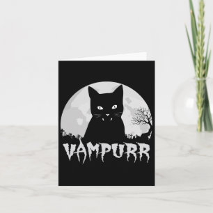 Cartão Vampiro De Gato Negro Halloween Com Lua Cheia - Va