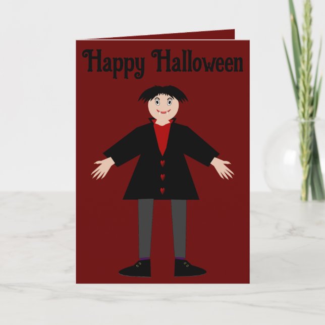 Cartão Vampiro de Halloween Fofo Personalizado (Frente)