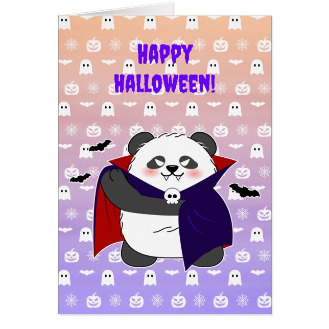 Cartão Vampiro do Bebê Cute do Halloween Panda Dracula (Frente)