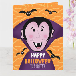 Cartão Vampiro Drácula Bats Kids Feliz Dia das Bruxas