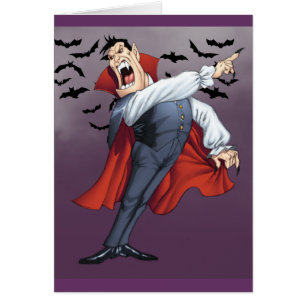 Cartão Vampiro engraçado dos desenhos animados com os
