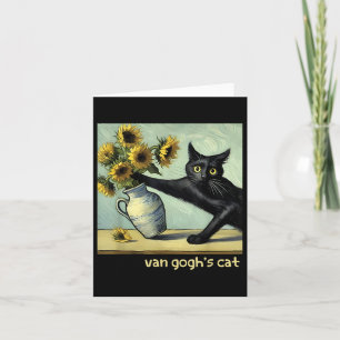 Cartão Van Gogh Black Cat Com Girassóis Engraçado Pinta D