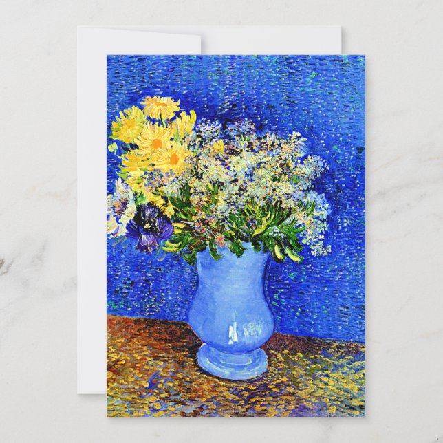 Cartão Van Gogh - Buquê das Flores num Vaso Azul (Frente)