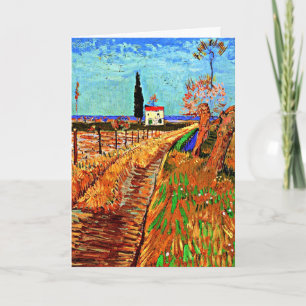 Cartão Van Gogh - Caminho através de um Campo com Vagõe