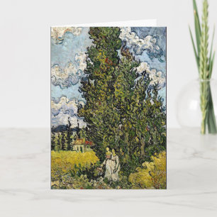 Cartão Van Gogh - Cypresses with Two Women