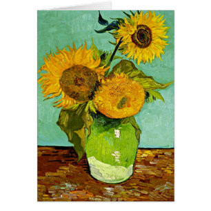 Cartão Van Gogh - Girassóis (três), pintura de Van Gogh
