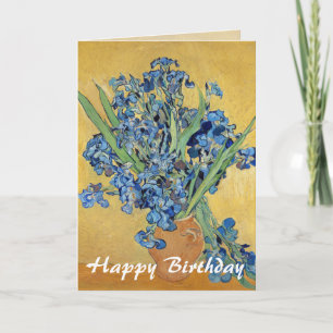 Cartão Van Gogh Irises Vase Blue Flowers Art Birthday