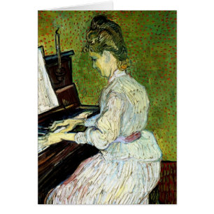 Cartão Van Gogh; Marguerite Gachet no piano, arte do