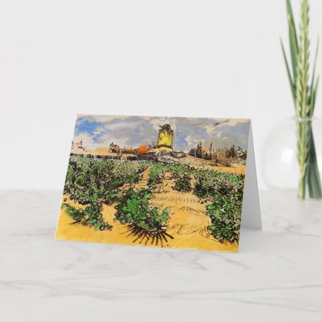 Cartão Van Gogh Mill de Alphonse Daudet em Fontevielle (Frente)