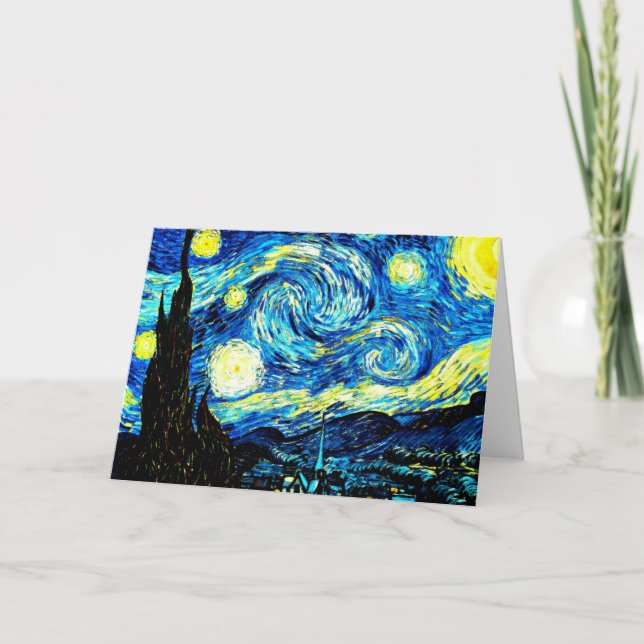 Cartão Van Gogh - Noite Estrelada, famosa pintura (Frente)