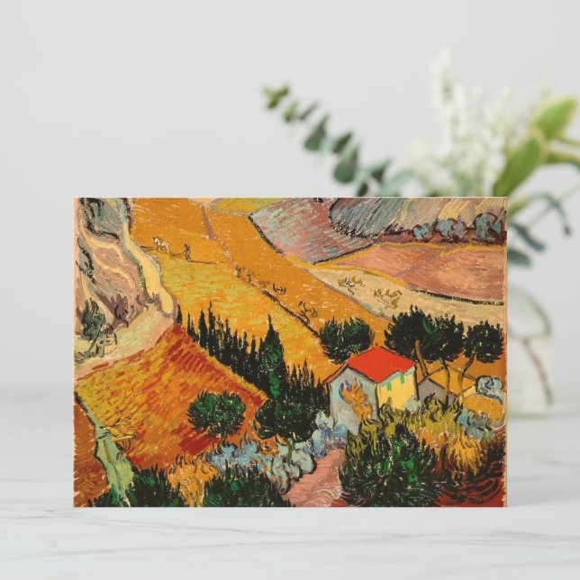Cartão Van Gogh - Paisagem com Casas (Em pé/Frente)